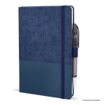Libreta de cuero sintético de diseño original A5 hojas a rayas color azul oscuro quinta vista