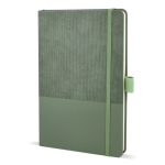 Libreta de cuero sintético de diseño original A5 hojas a rayas color verde oliva