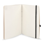 Cuaderno de tapa blanda de papel kraft FSC A5 con hojas a cuadros color negro cuarta vista