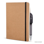 Cuaderno de tapa blanda de papel kraft FSC A5 con hojas a cuadros color negro quinta vista