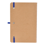 Cuaderno de tapa blanda de papel kraft FSC A5 con hojas a cuadros color azul tercera vista