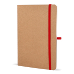Cuaderno de tapa blanda de papel kraft FSC A5 con hojas a cuadros color rojo