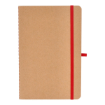 Cuaderno de tapa blanda de papel kraft FSC A5 con hojas a cuadros color rojo segunda vista