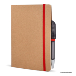 Cuaderno de tapa blanda de papel kraft FSC A5 con hojas a cuadros color rojo quinta vista