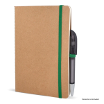 Cuaderno de tapa blanda de papel kraft FSC A5 con hojas a cuadros color verde quinta vista