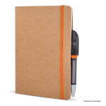 Cuaderno de tapa blanda de papel kraft FSC A5 con hojas a cuadros color naranja quinta vista