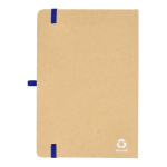 Cuaderno de cartón con detalles en color A5 páginas a rayas color azul tercera vista