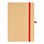 Cuaderno de cartón con detalles en color A5 páginas a rayas color rojo segunda vista