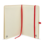 Cuaderno de cartón con detalles en color A5 páginas a rayas color rojo cuarta vista