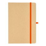 Cuaderno de cartón con detalles en color A5 páginas a rayas color naranja segunda vista