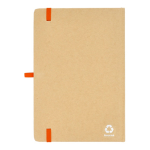 Cuaderno de cartón con detalles en color A5 páginas a rayas color naranja tercera vista