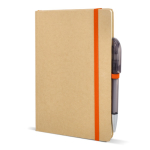 Cuaderno de cartón con detalles en color A5 páginas a rayas color naranja quinta vista