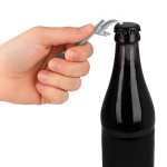 Llavero abrebotellas y abrelatas de aluminio ligero uso diario color plateado tercera vista