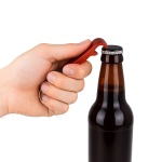 Llavero abrebotellas multiusos 3 en 1 de aluminio de colores color rojo tercera vista