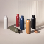 Botella térmica de acero reciclado con un tapón de presión 500ml color negro sexta vista