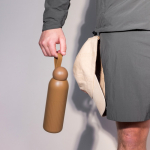 Botella térmica de acero monocromática con tapón redondo con asa 500ml color marrón segunda vista