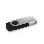 USB hecho a medida de plástico con clip metal giratorio hecho en EU color negro vista ángulo frontal izquierdo