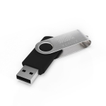 USB hecho a medida de plástico con clip metal giratorio hecho en EU color negro vista con impresión