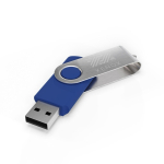 USB hecho a medida de plástico con clip metal giratorio hecho en EU color azul vista con impresión