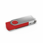 USB hecho a medida de plástico con clip metal giratorio hecho en EU color rojo vista ángulo frontal izquierdo