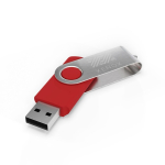 USB hecho a medida de plástico con clip metal giratorio hecho en EU color rojo vista con impresión
