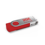 USB hecho a medida de plástico con clip metal giratorio hecho en EU color rojo vista con impresión