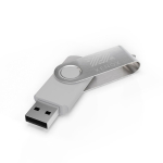 USB hecho a medida de plástico con clip metal giratorio hecho en EU color blanco vista con impresión