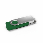 USB hecho a medida de plástico con clip metal giratorio hecho en EU color verde vista ángulo frontal izquierdo