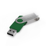 USB hecho a medida de plástico con clip metal giratorio hecho en EU color verde vista con impresión