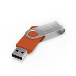 USB hecho a medida de plástico con clip metal giratorio hecho en EU color naranja vista con impresión