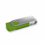 USB hecho a medida de plástico con clip metal giratorio hecho en EU color verde lima vista ángulo frontal izquierdo