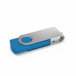 USB hecho a medida de plástico con clip metal giratorio hecho en EU color azul claro vista ángulo frontal izquierdo