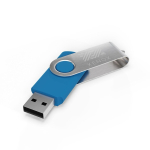 USB hecho a medida de plástico con clip metal giratorio hecho en EU color azul claro vista con impresión