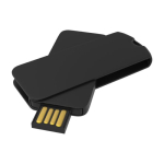 Memoria USB hecha a medida de plástico giratoria hecha en Europa color negro vista ángulo frontal derecho