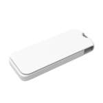 Memoria USB hecha a medida de plástico giratoria hecha en Europa color blanco vista detalle