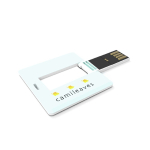 Memoria USB hecha a medida, hecha en Europa, desplegable y cuadrada color blanco vista con impresión