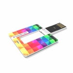 Memoria USB hecha a medida, hecha en Europa, desplegable y cuadrada color blanco vista con impresión