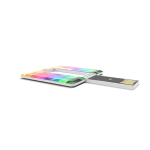 Memoria USB hecha a medida, hecha en Europa, desplegable y cuadrada color blanco vista con impresión