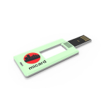 Memoria USB hecha a medida formato Mini Card hecha en Europa color blanco vista con impresión