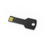 USB hecho a medida de metal y en formato llave hecho en Europa color negro vista ángulo frontal derecho