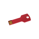 USB hecho a medida de metal y en formato llave hecho en Europa color rojo vista ángulo frontal izquierdo