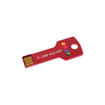 USB hecho a medida de metal y en formato llave hecho en Europa color rojo vista con impresión