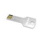 USB hecho a medida de metal y en formato llave hecho en Europa color plateado vista con impresión