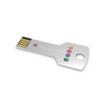 USB hecho a medida de metal y en formato llave hecho en Europa color plateado vista con impresión