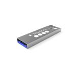 USB hecho a medida de metal, hecho en Europa, con agujero anclado color plateado vista con impresión