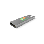 USB hecho a medida de metal, hecho en Europa, con agujero anclado color plateado vista con impresión