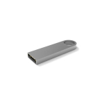 USB hecho a medida de metal, pequeño y adjuntable, hecho en Europa color plateado vista ángulo frontal izquierdo