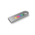 USB hecho a medida de metal, pequeño y adjuntable, hecho en Europa color plateado vista con impresión