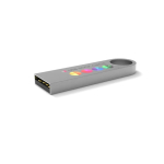 USB hecho a medida de metal, pequeño y adjuntable, hecho en Europa color plateado vista con impresión
