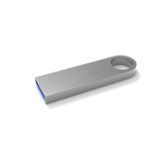 USB hecho a medida de metal hecho en Europa, para el juego de llaves color plateado vista ángulo frontal izquierdo